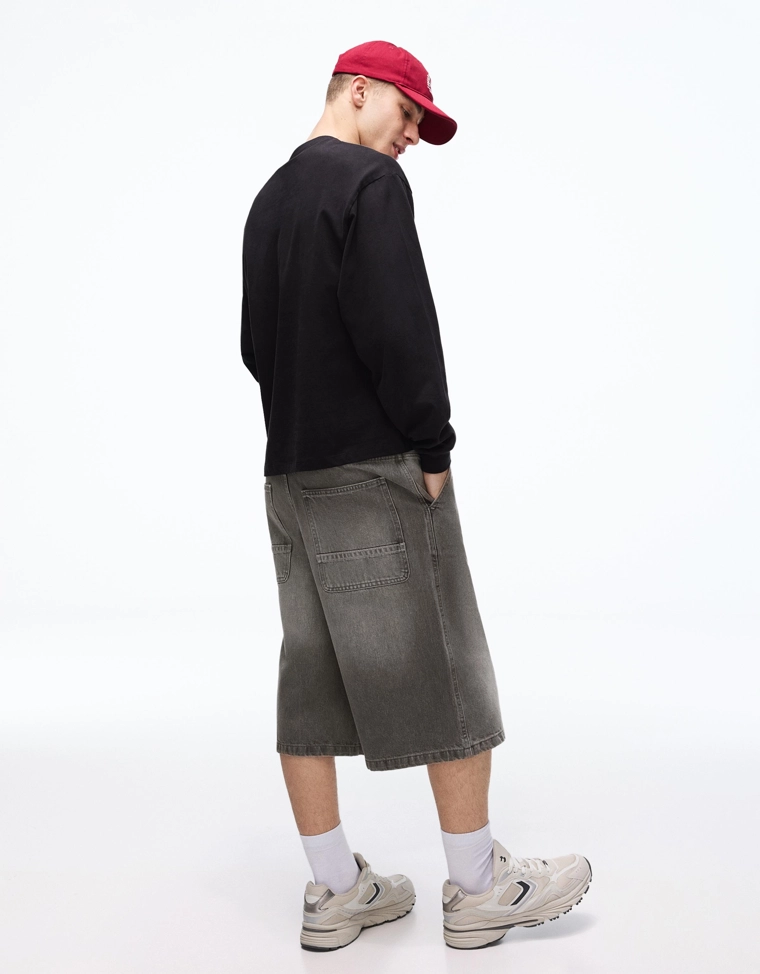 Джинсовые шорты-бермуды в скейтерском стиле