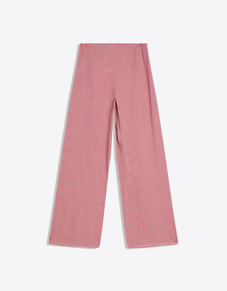 Брюки прямого кроя в полоску с принтом