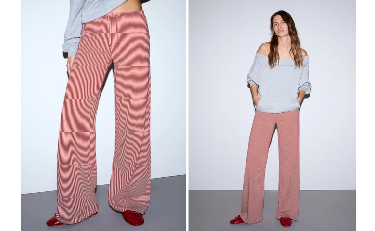 Брюки прямого кроя в полоску с принтом