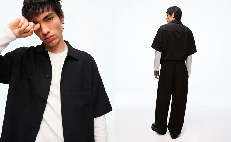 Приталенная рубашка геометрического кроя с короткими рукавами