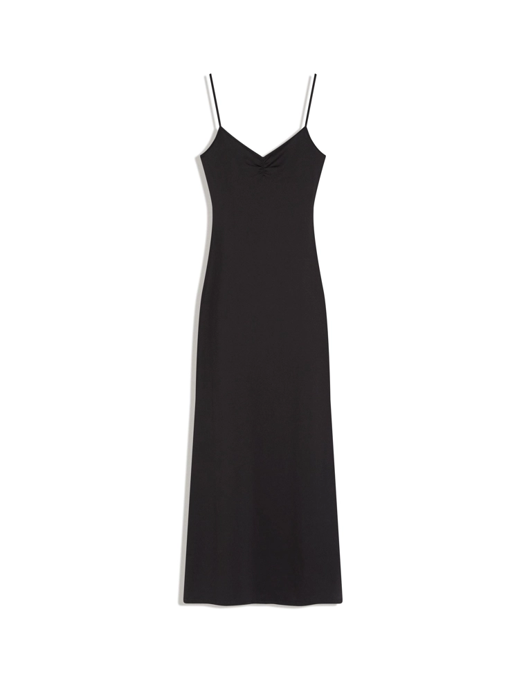 Платье миди на бретелях со сборками