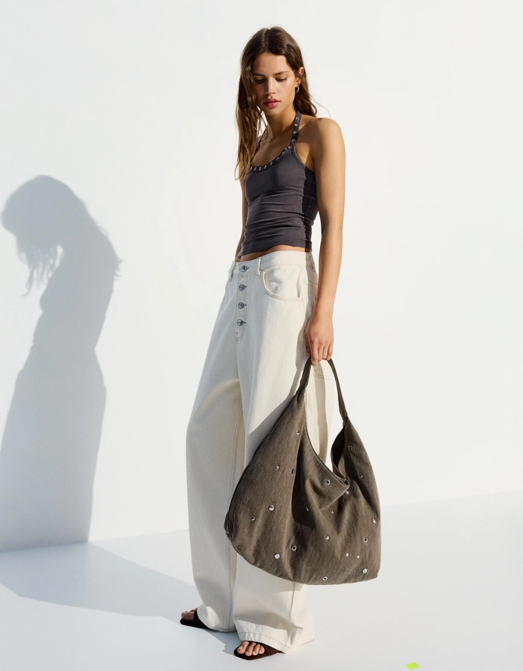 Топ с горловиной халтер и люверсами