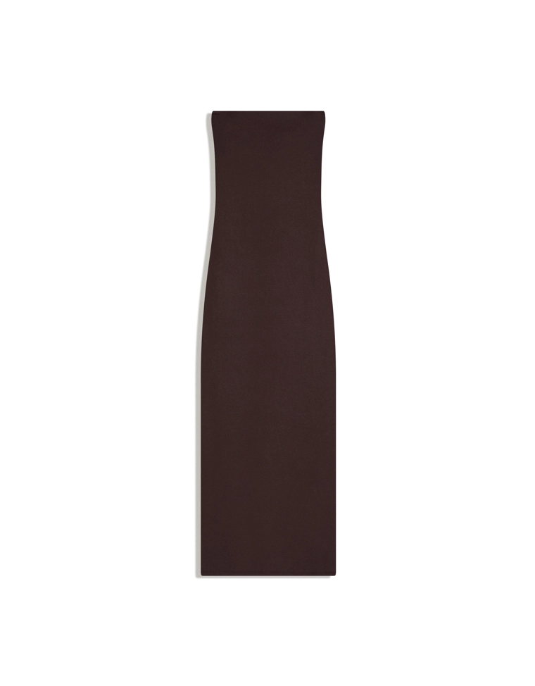 Вязаное платье миди с открытыми плечами