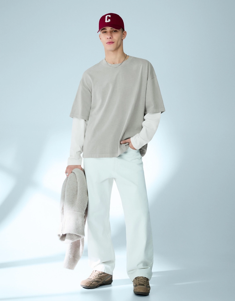 Футболка с принтом и двойными рукавами