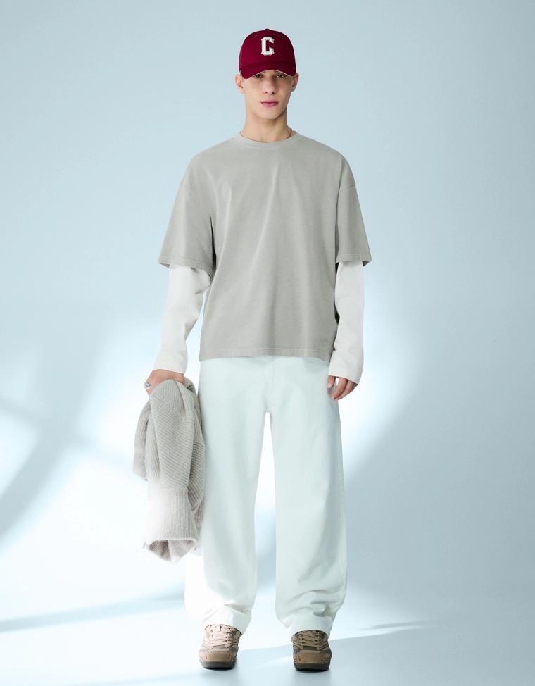 Футболка с принтом и двойными рукавами