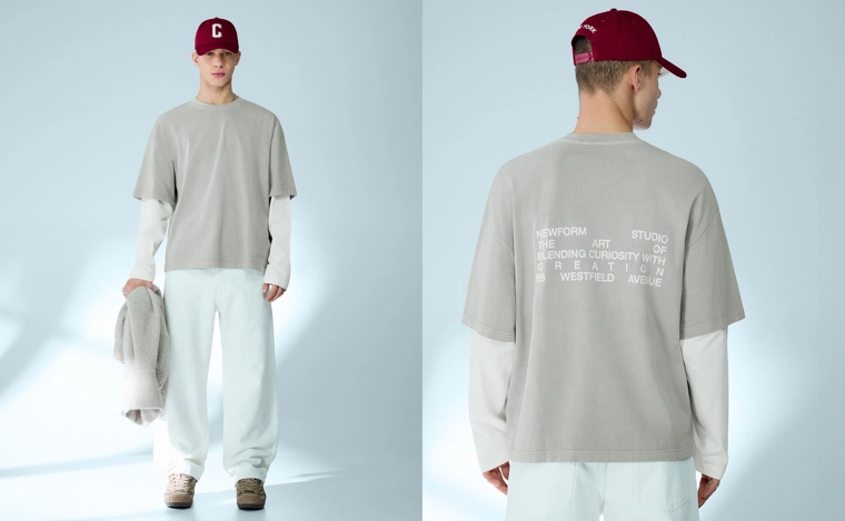 Футболка с принтом и двойными рукавами