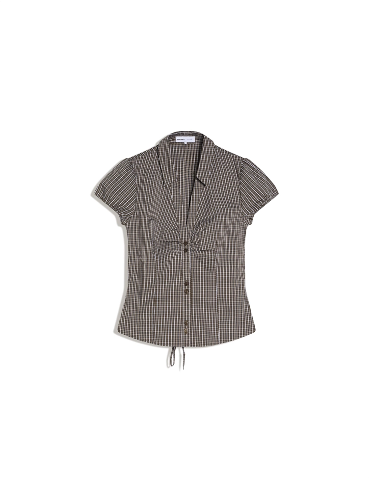 Рубашка из поплина с короткими рукавами и завязками