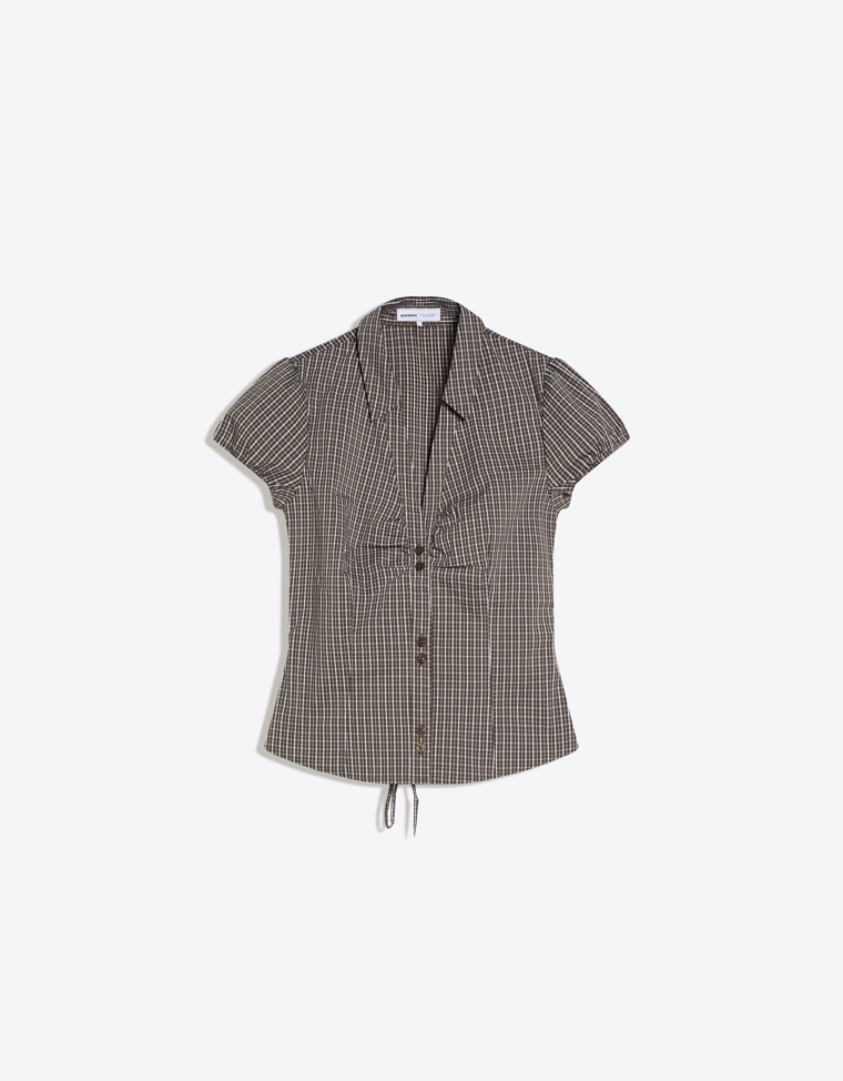 Рубашка из поплина с короткими рукавами и завязками