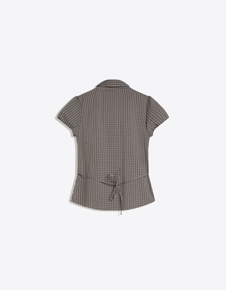 Рубашка из поплина с короткими рукавами и завязками