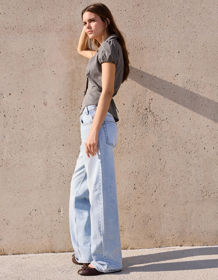 Рубашка из поплина с короткими рукавами и завязками