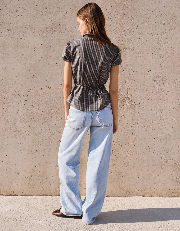 Рубашка из поплина с короткими рукавами и завязками