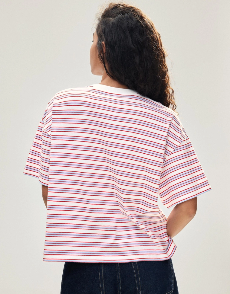 Футболка геометрического кроя в полоску