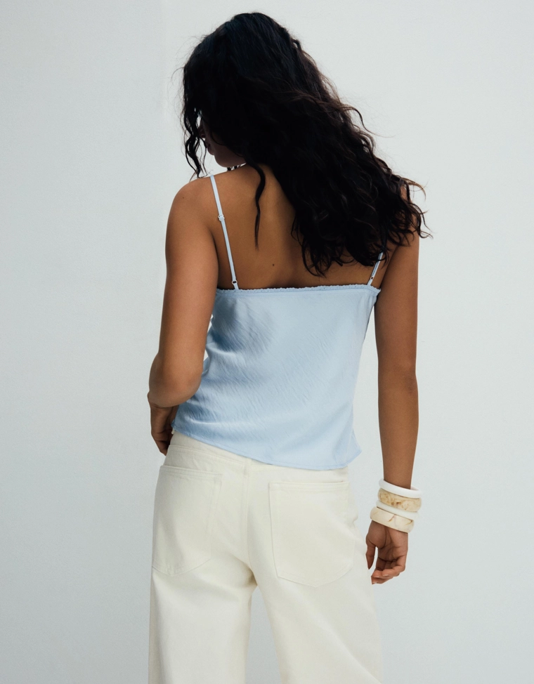 Топ из сатина с кружевом