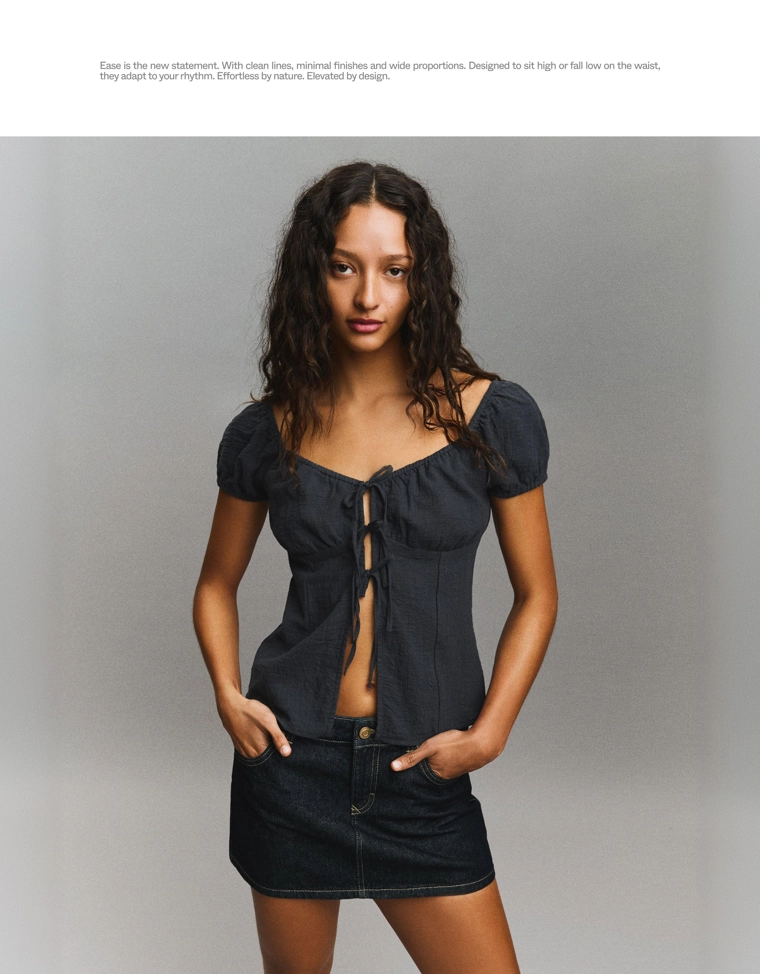 Блузка в стиле рустик с завязками