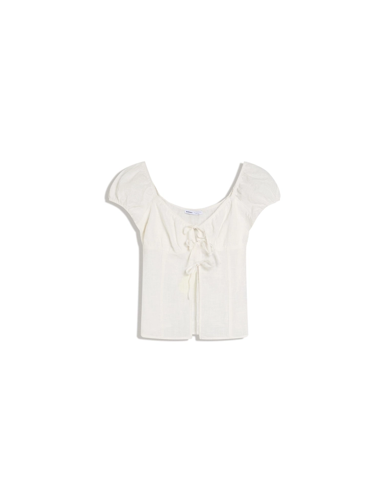 Блузка в стиле рустик с завязками