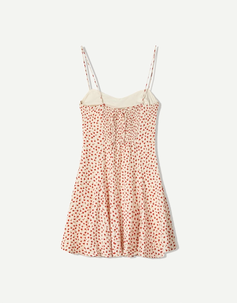 Мини-платье на бретелях с цветочным принтом