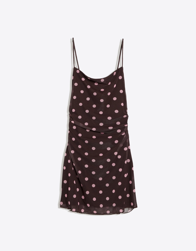 Мини-платье из полупрозрачной ткани на бретелях