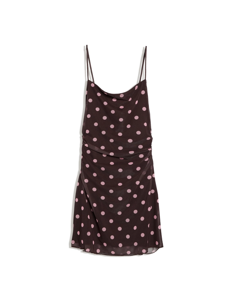 Мини-платье из полупрозрачной ткани на бретелях