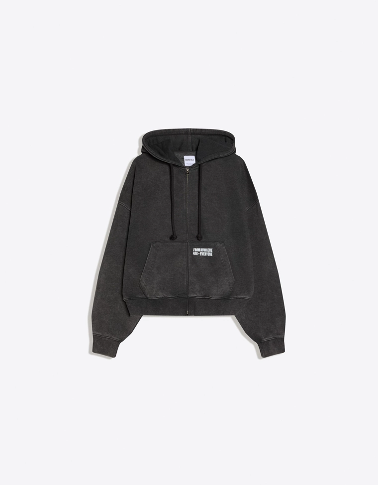 Толстовка геометрического кроя на молнии с принтом