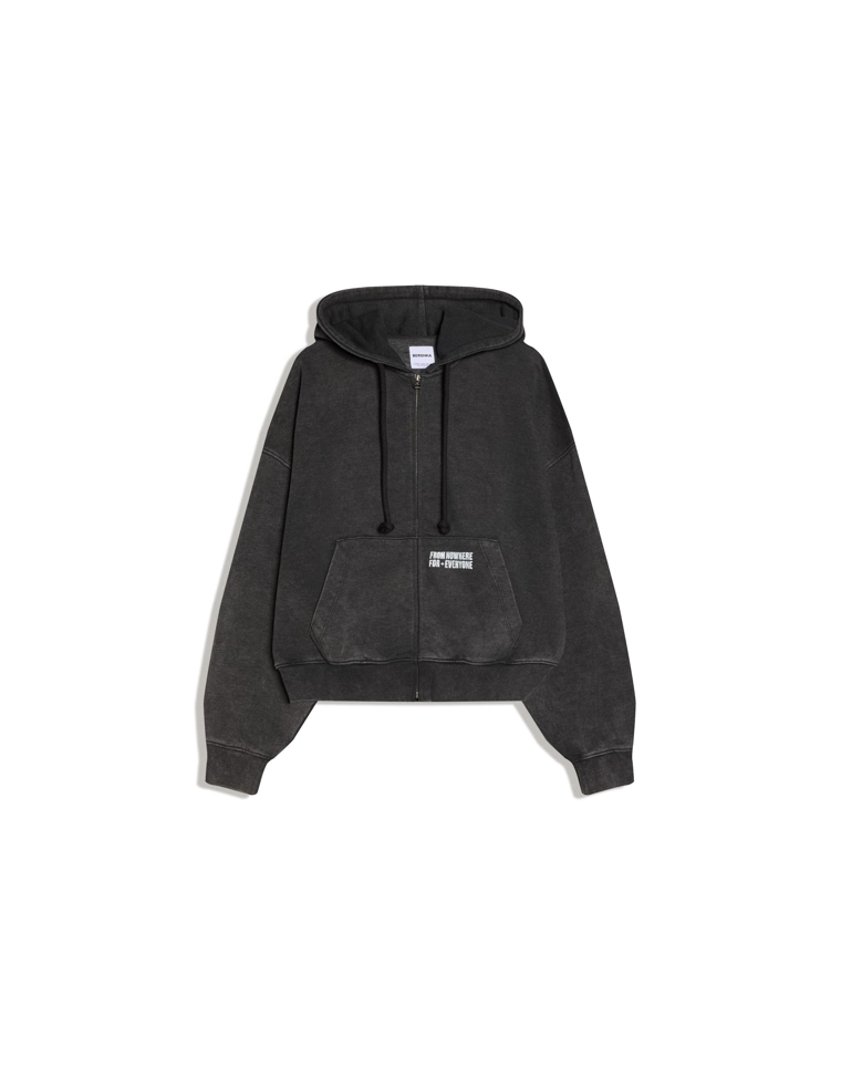 Толстовка геометрического кроя на молнии с принтом