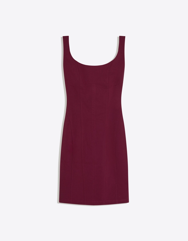 Мини-платье из бенгалина на бретелях