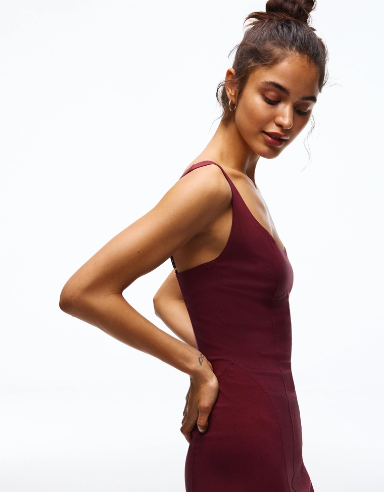 Мини-платье из бенгалина на бретелях