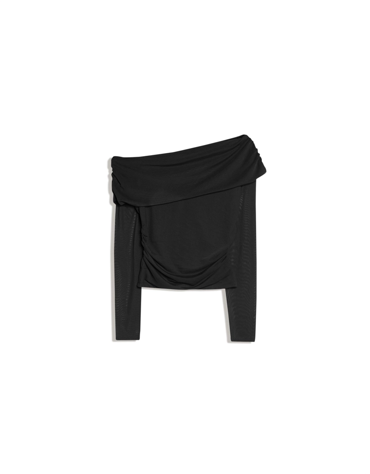 Асимметричный лонгслив из полупрозрачной ткани