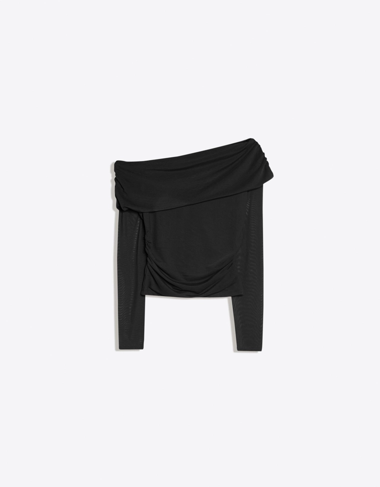 Асимметричный лонгслив из полупрозрачной ткани