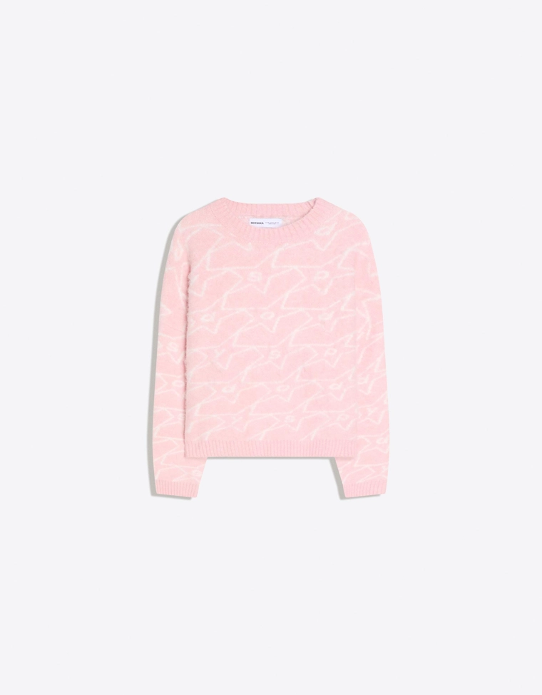 Свитер с круглым вырезом и принтом