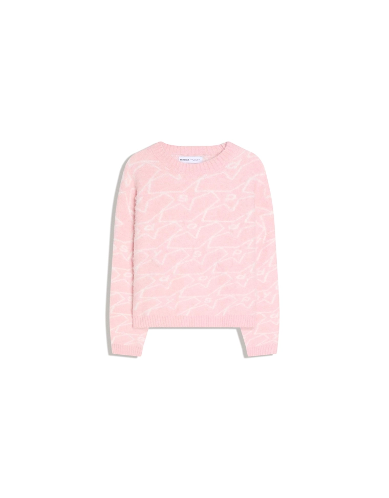 Свитер с круглым вырезом и принтом