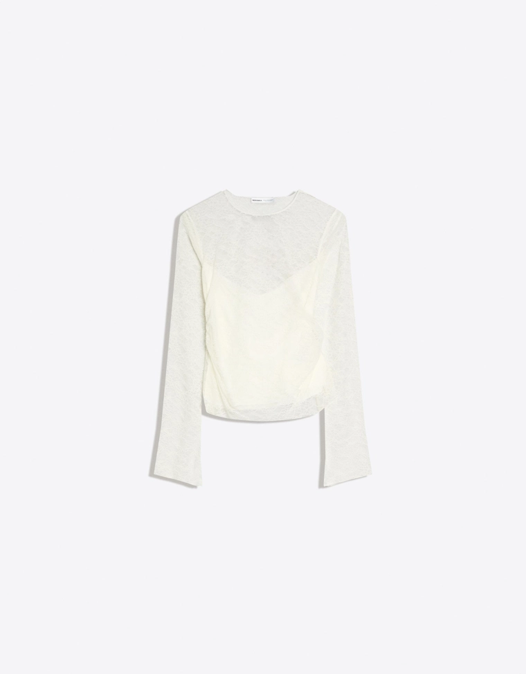 Кружевная футболка с длинными рукавами