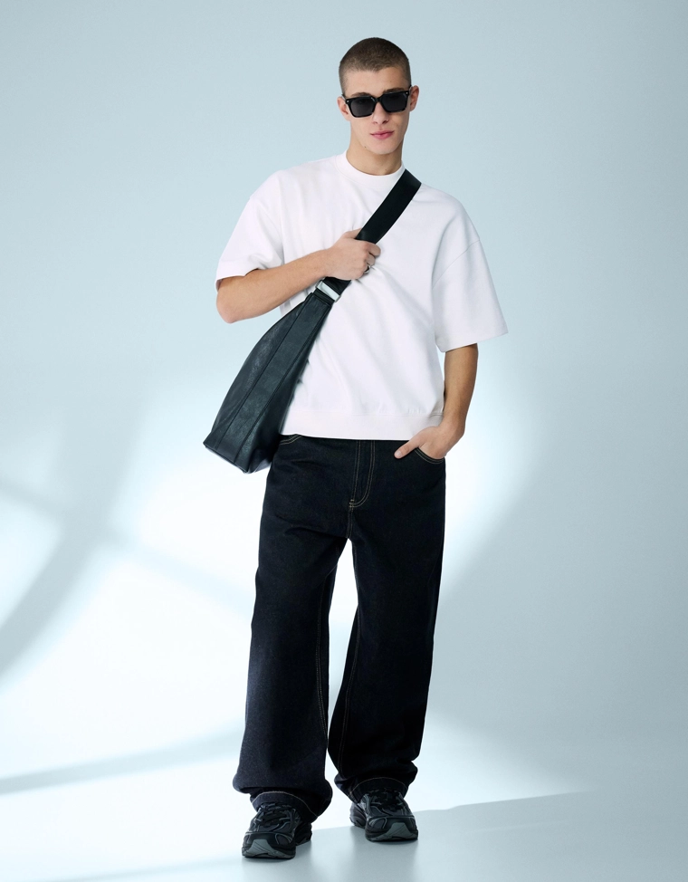 Футболка из мягкой ткани в рубчик с короткими рукавами