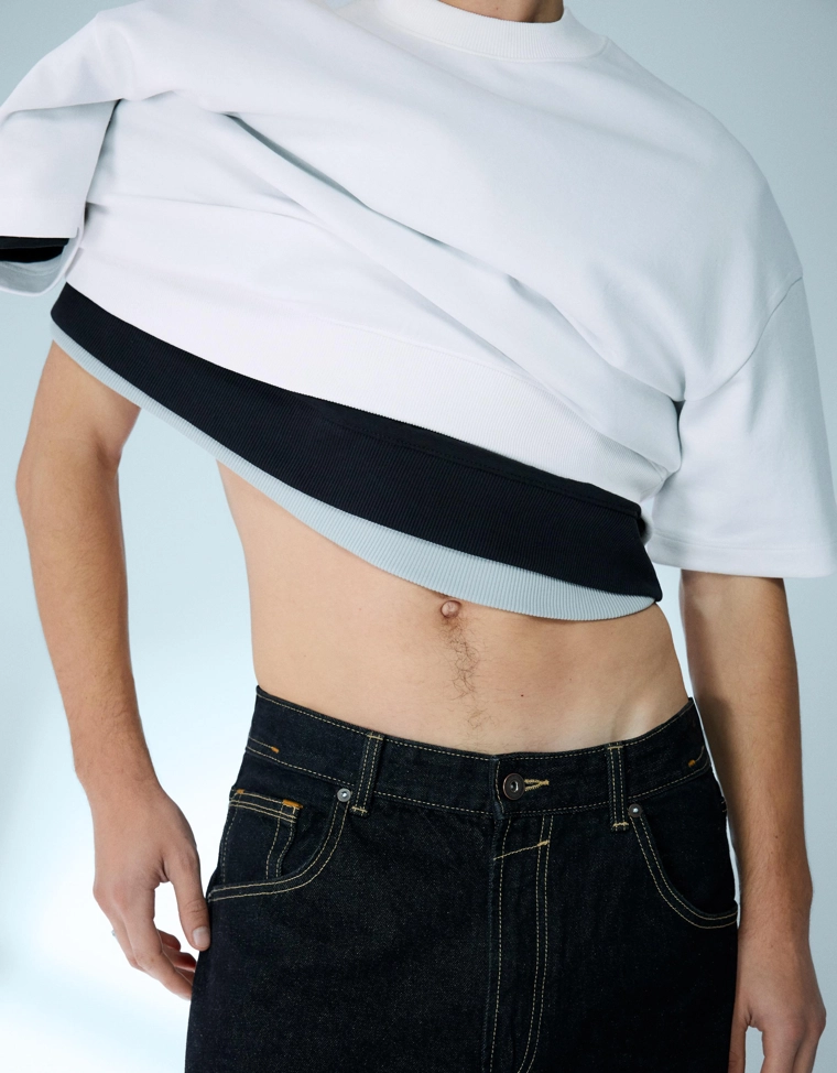 Футболка из мягкой ткани в рубчик с короткими рукавами