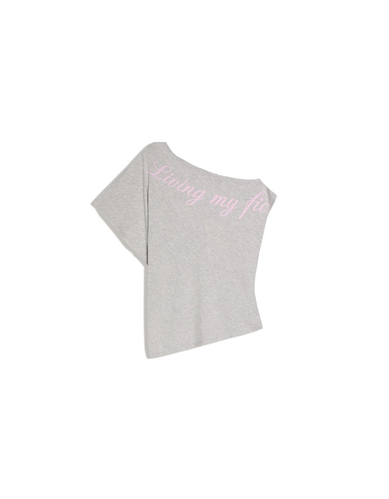 Футболка асимметричного кроя с короткими рукавами и принтом