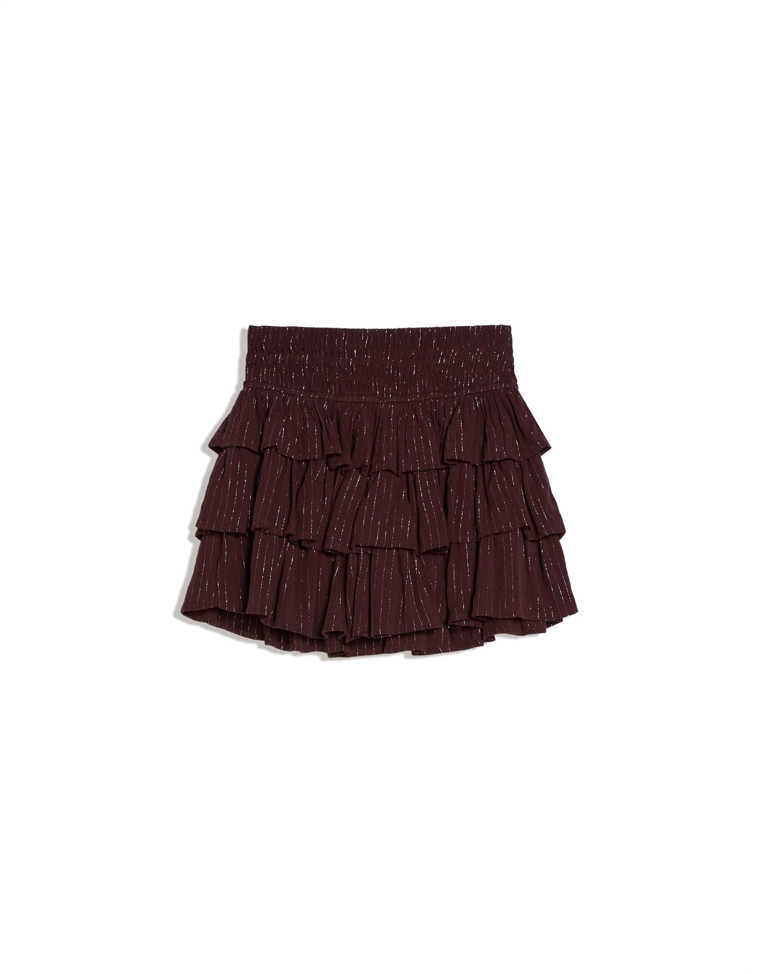 Мини-юбка из ткани с блестящей нитью с воланом