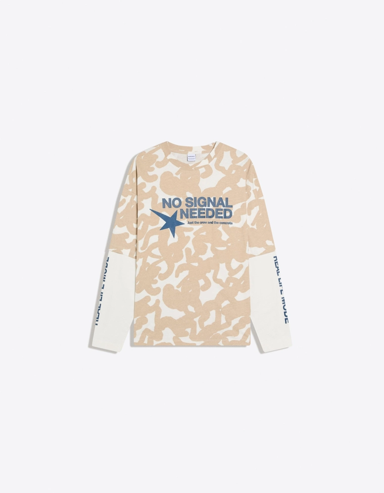 Футболка с принтом и двойными рукавами