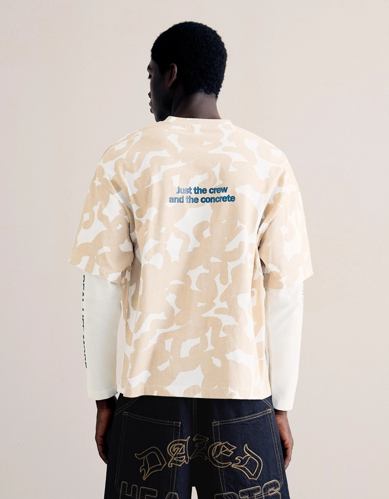 Футболка с принтом и двойными рукавами