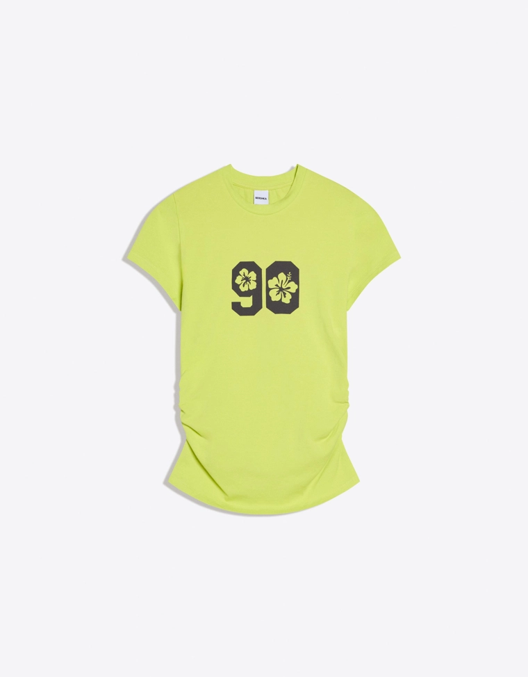 Футболка с короткими рукавами, принтом и сборками