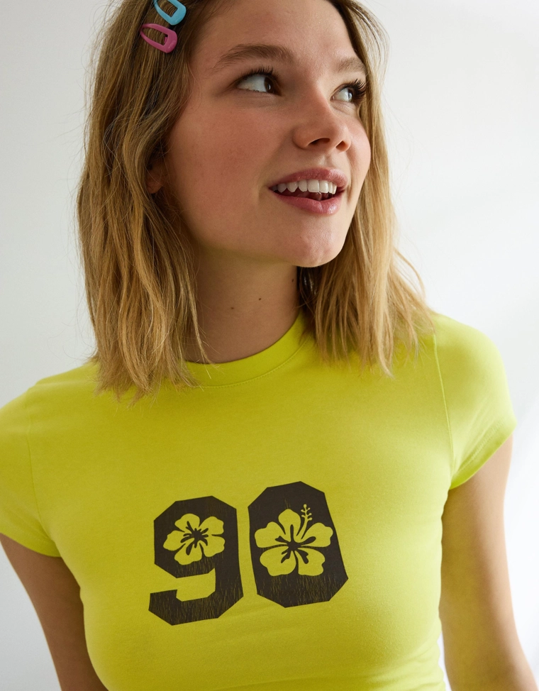 Футболка с короткими рукавами, принтом и сборками