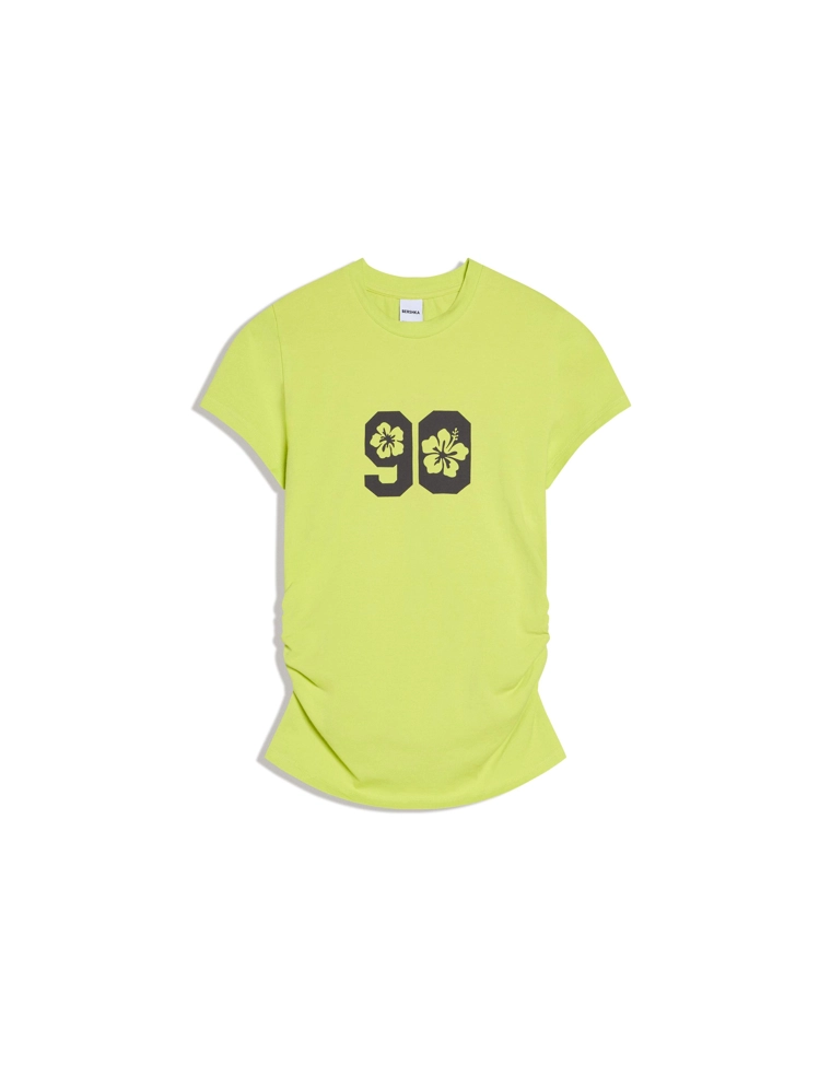 Футболка с короткими рукавами, принтом и сборками