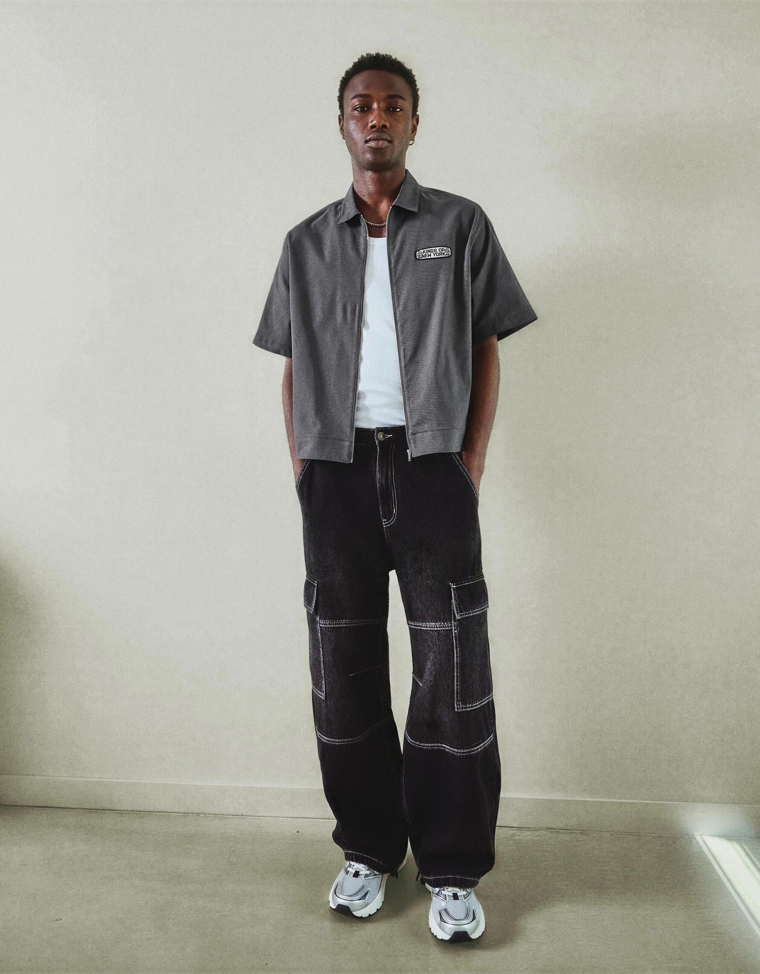 Рубашка на молнии с короткими рукавами и вышивкой