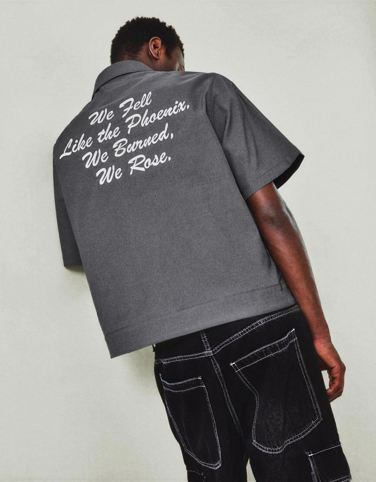 Рубашка на молнии с короткими рукавами и вышивкой