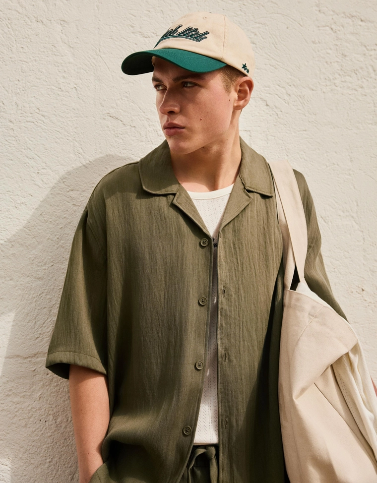 Рубашка с короткими рукавами в стиле рустик