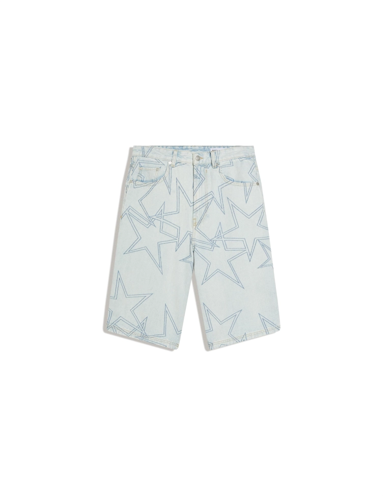 Джинсовые шорты с очень широкими штанинами и звездами