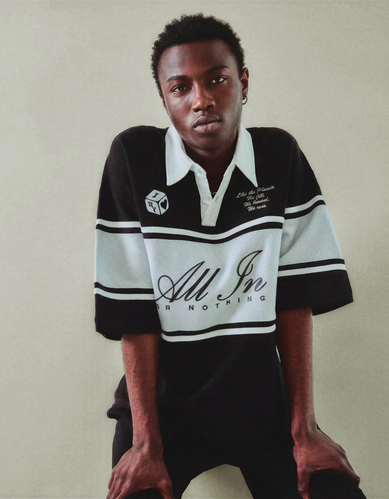 Поло геометрического кроя с короткими рукавами