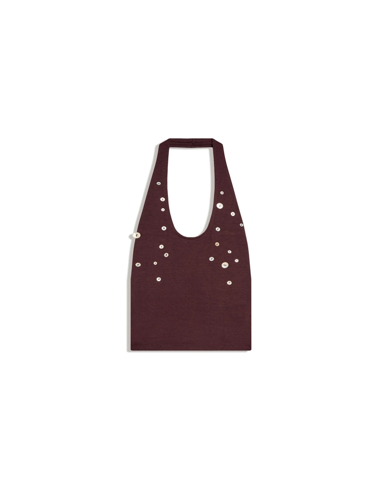 Топ с горловиной халтер на пуговицах