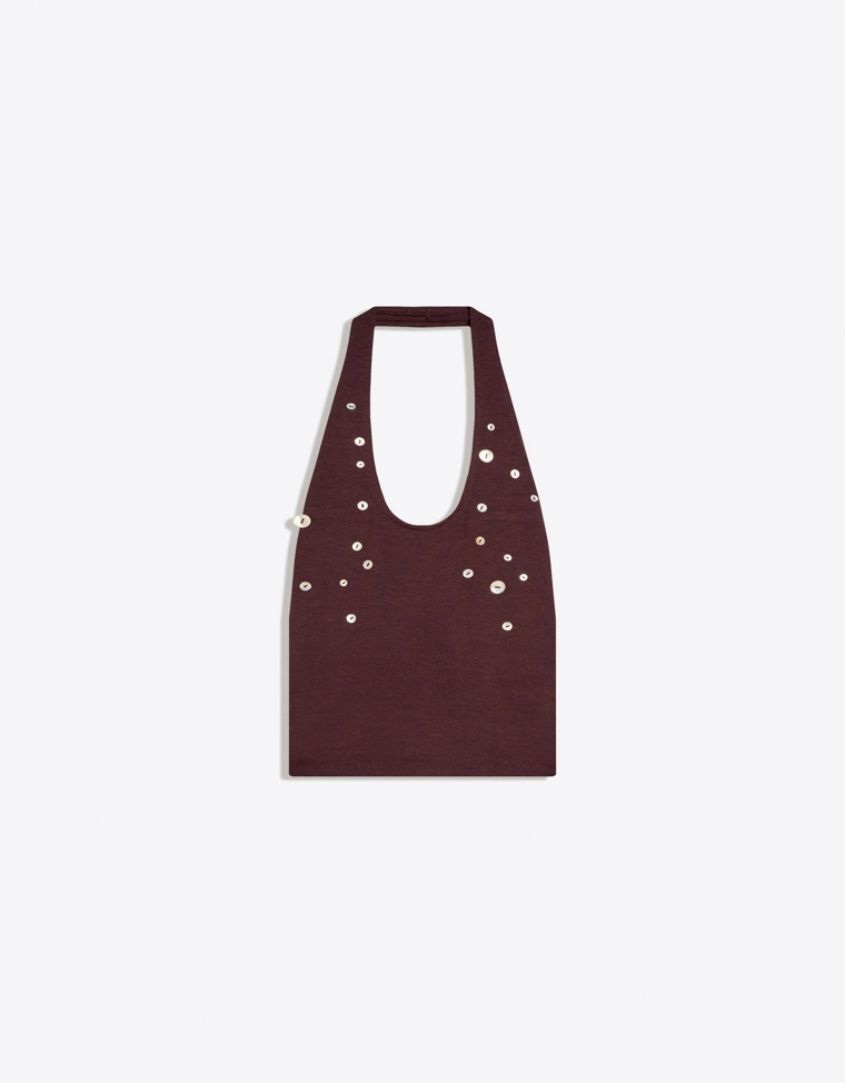 Топ с горловиной халтер на пуговицах