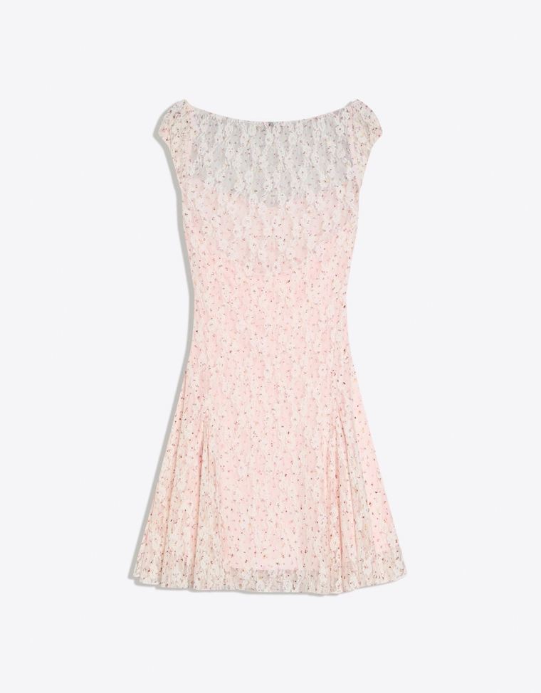 Мини-платье из кружева с принтом