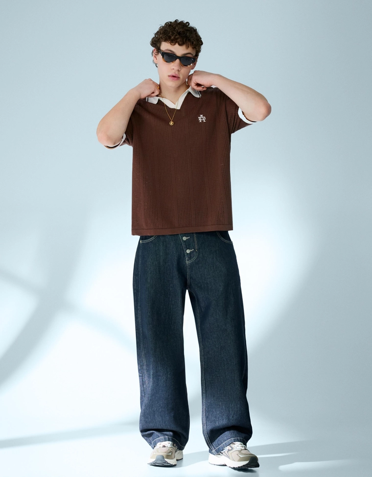 Поло с короткими рукавами и принтом