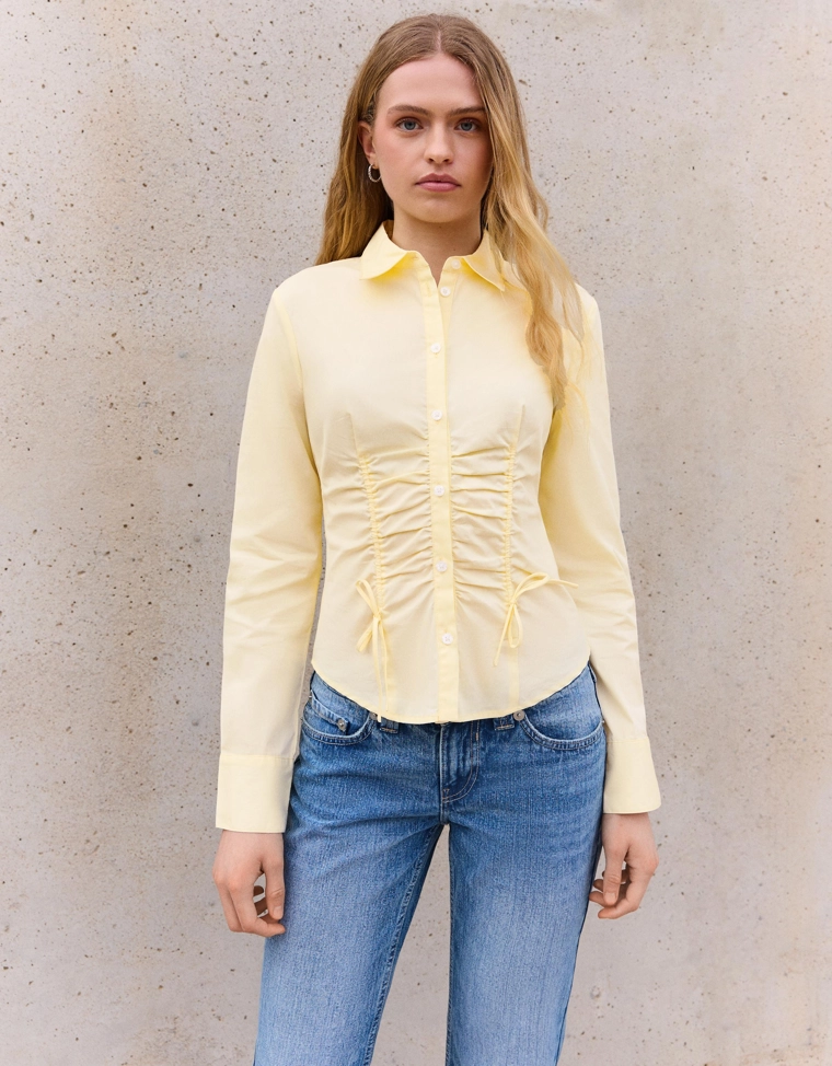Рубашка из поплина со сборкой